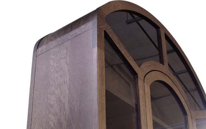 Quartersawn White Oak & Glass Arched Bookshelf