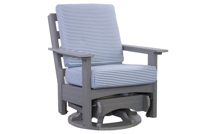 Outdoor Cushioned Swivel Glider - Driftwood Grey & Stripes