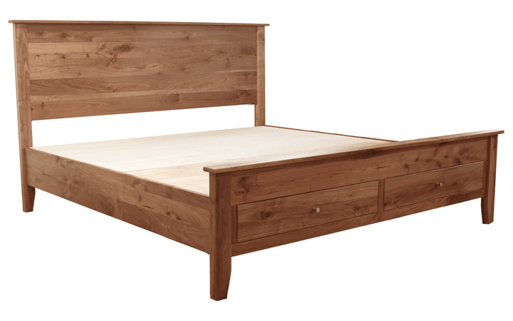 Rustic Walnut King Storage Bed