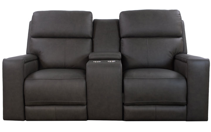 InMotion Leather Power Reclining Loveseat Console