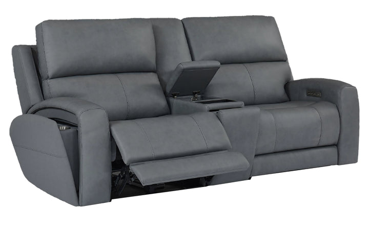 InMotion Leather Power Reclining Console Loveseat