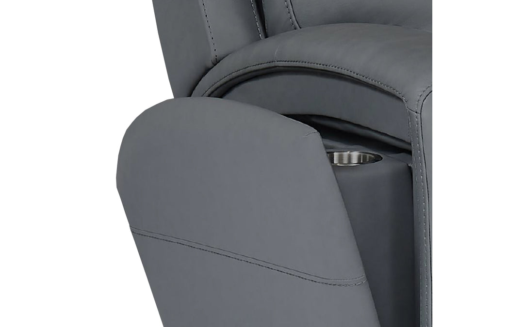 InMotion Leather Power Reclining Console Loveseat