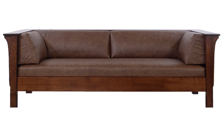 Quartersawn White Oak & Leather Sofa