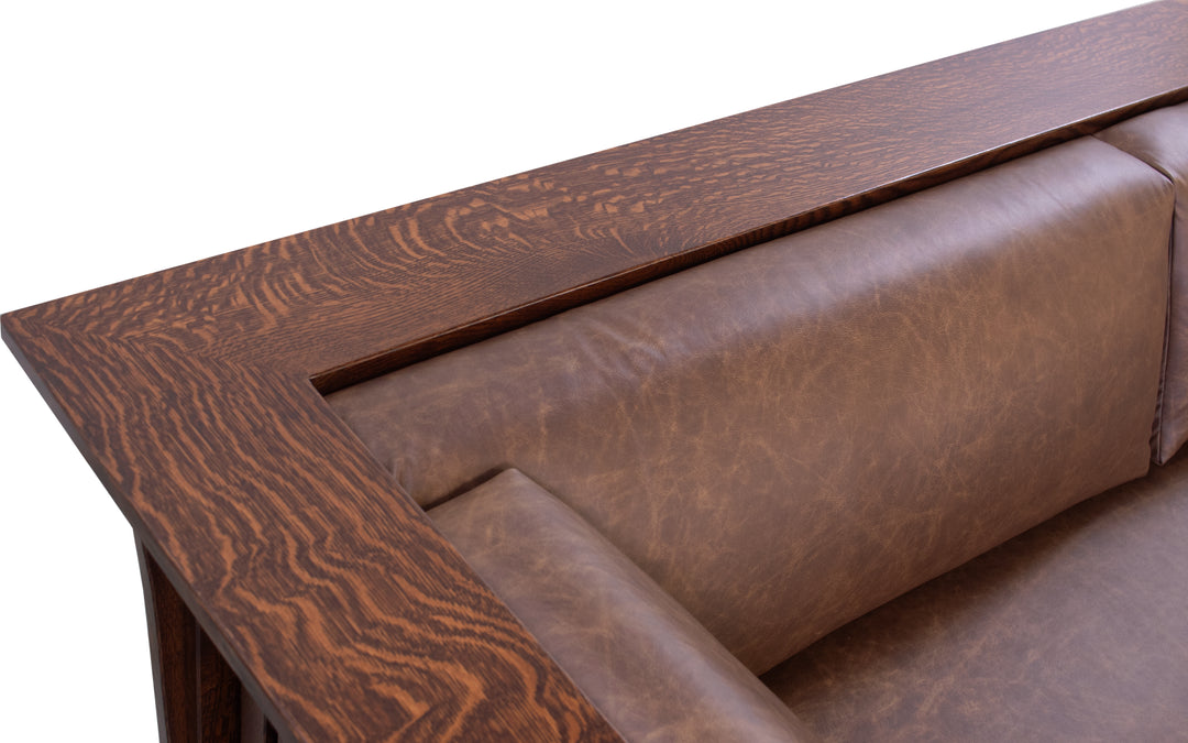 Quartersawn White Oak & Leather Sofa