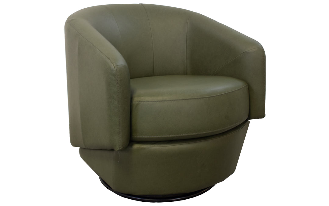 Elran Leather Swivel Barrel Chair