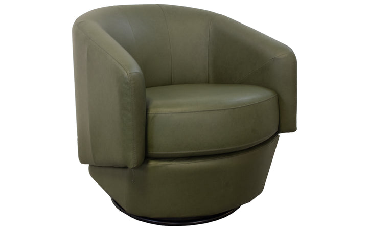 Elran Leather Swivel Barrel Chair