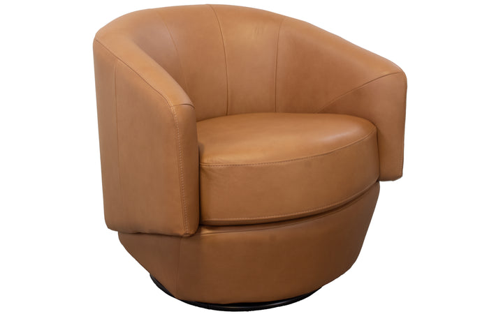 Elran Leather Swivel Barrel Chair