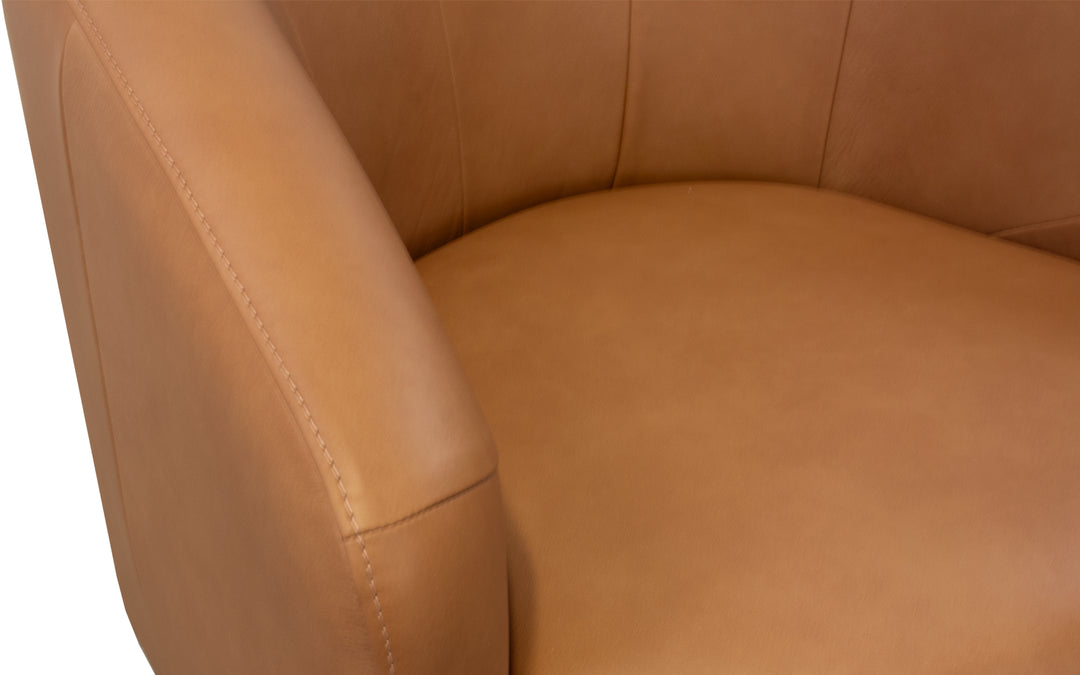 Elran Leather Swivel Barrel Chair