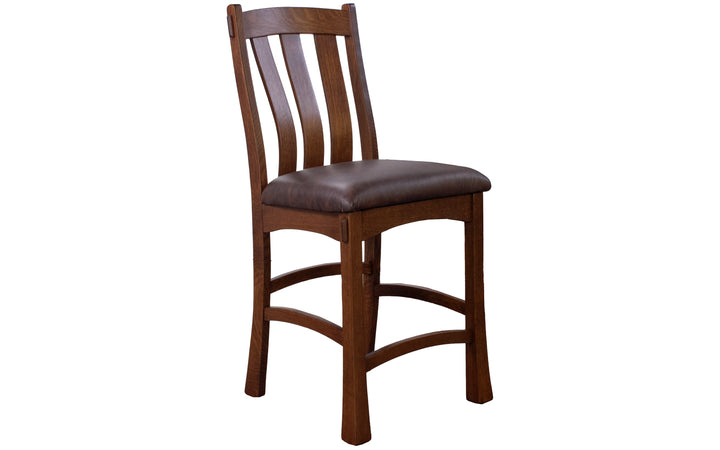 Quartersawn White Oak & Leather Counter Chair