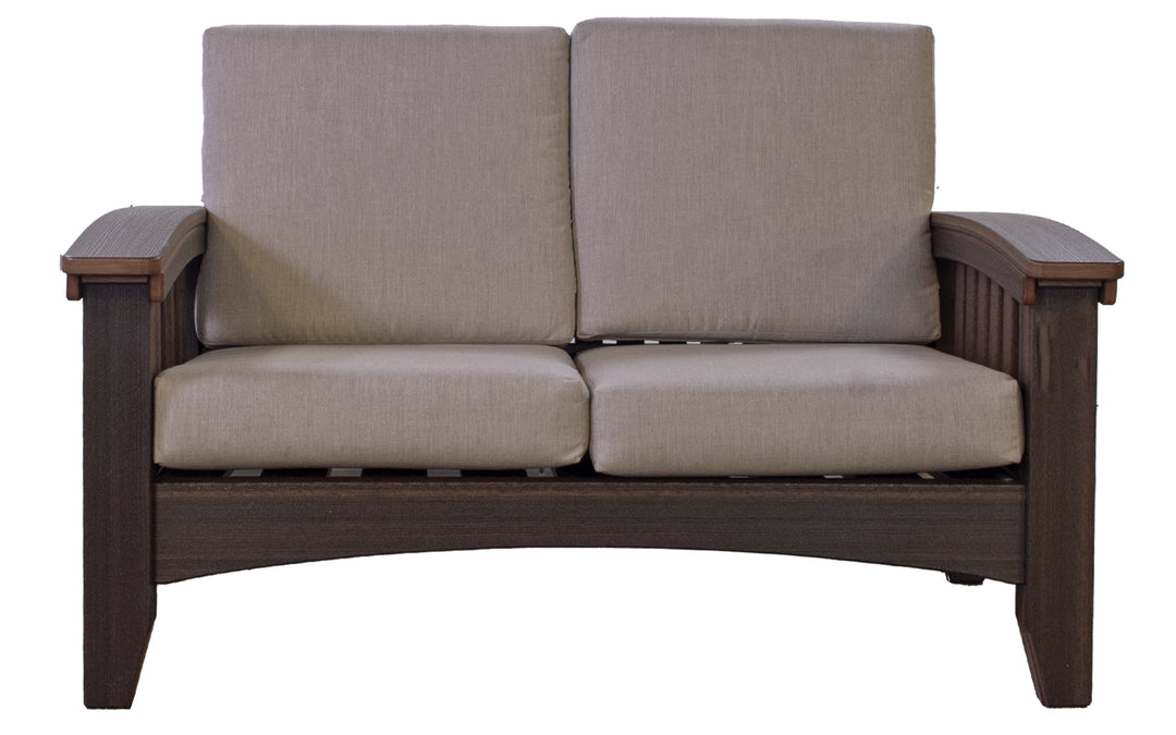 Outdoor Cushioned Loveseat- Brazil Walnut & Cast Ash