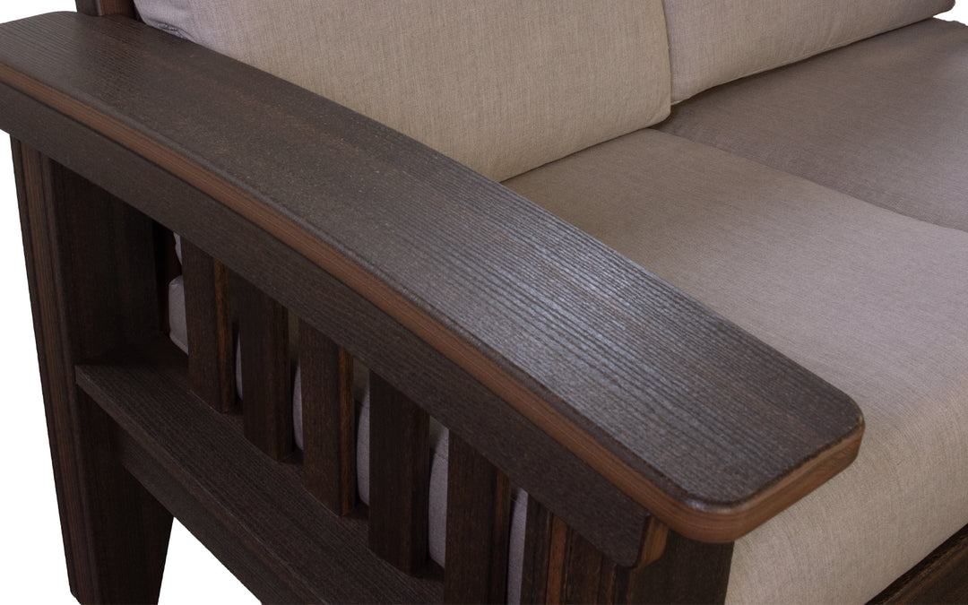 Outdoor Cushioned Loveseat- Brazil Walnut & Cast Ash
