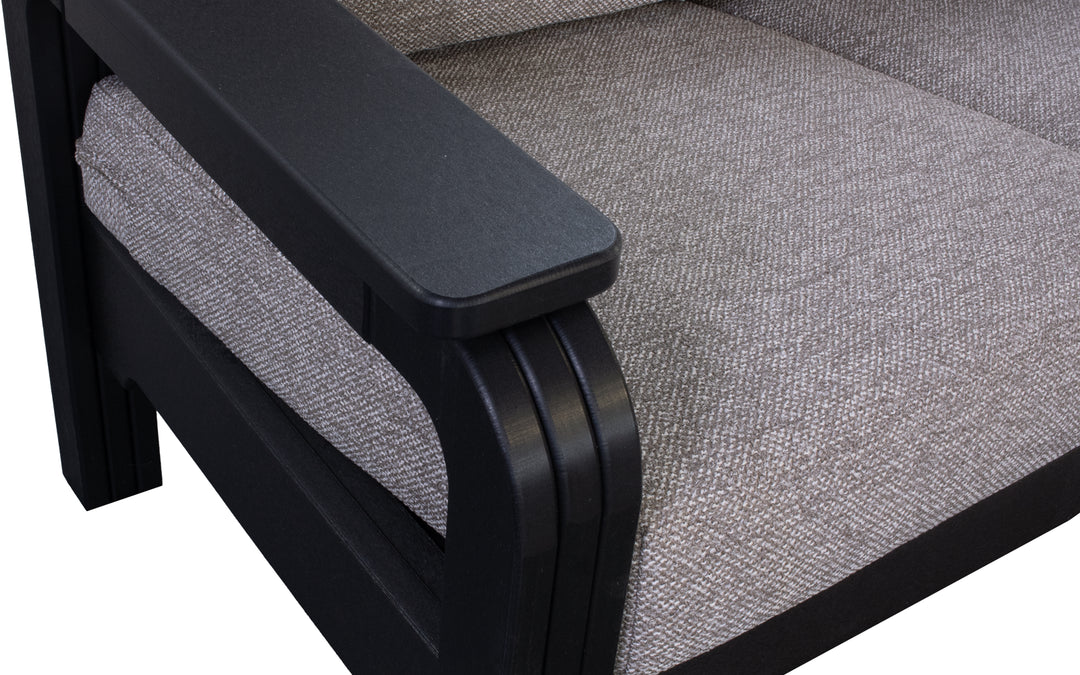 Outdoor Cushioned Loveseat- Black & Blue Point Cement