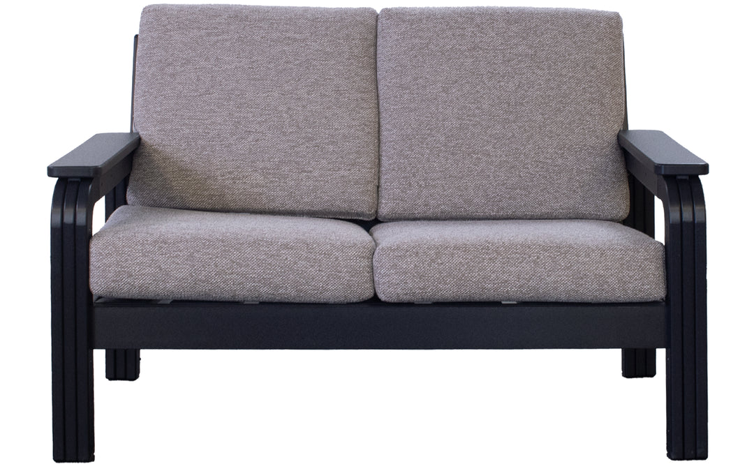 Outdoor Cushioned Loveseat- Black & Blue Point Cement