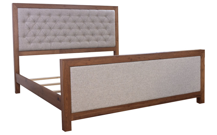Hickory & Upholstered King Bed