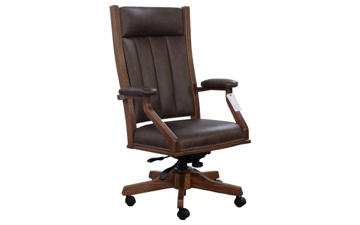 Oak & Leather Rocker Desk Chair