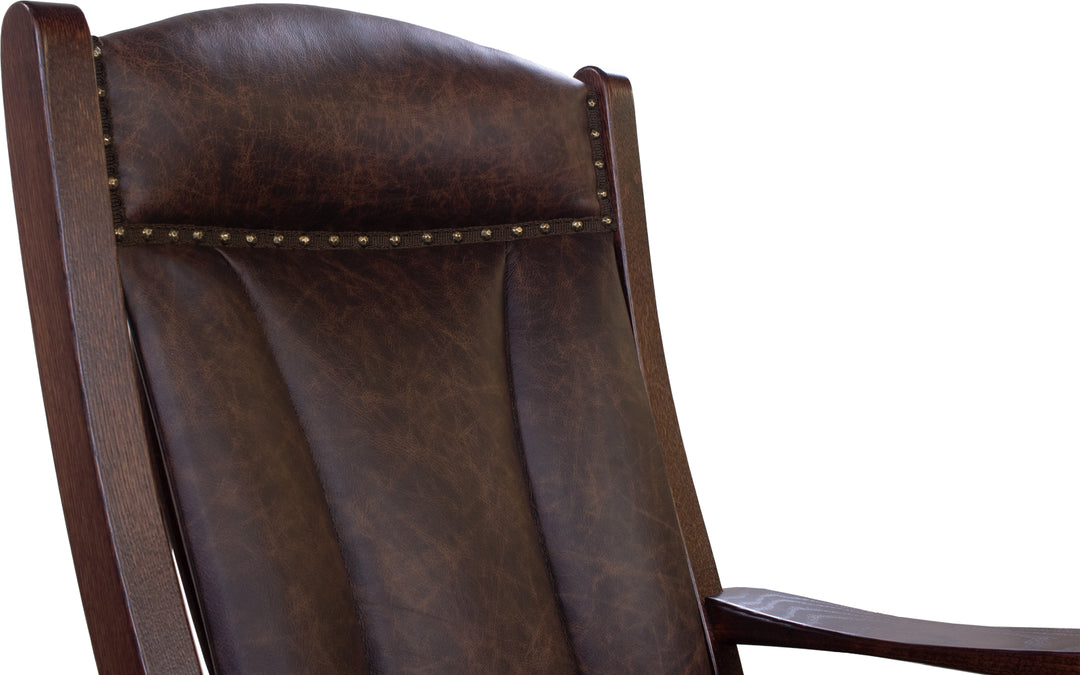 Oak & Leather Swivel Rocker Office Chair