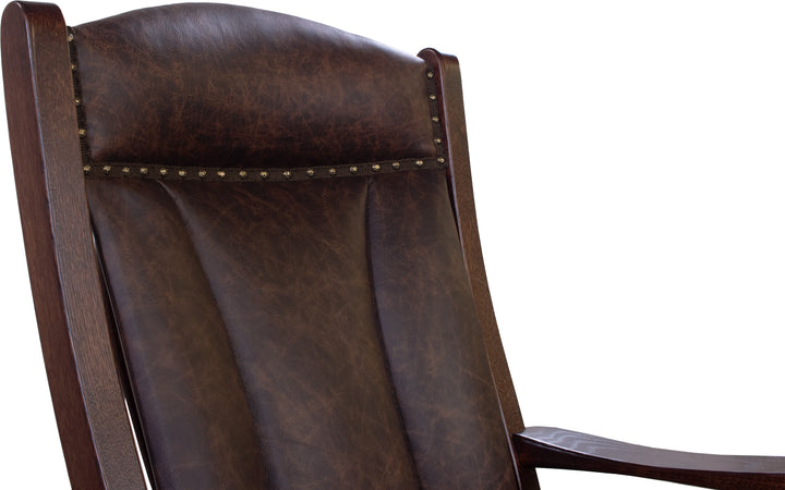 Oak & Leather Swivel Rocker Office Chair