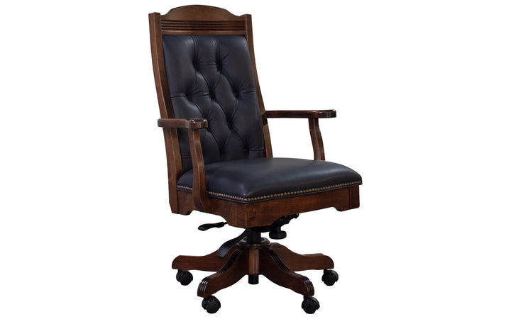 Brown Maple & Leather Rocker Desk Chair
