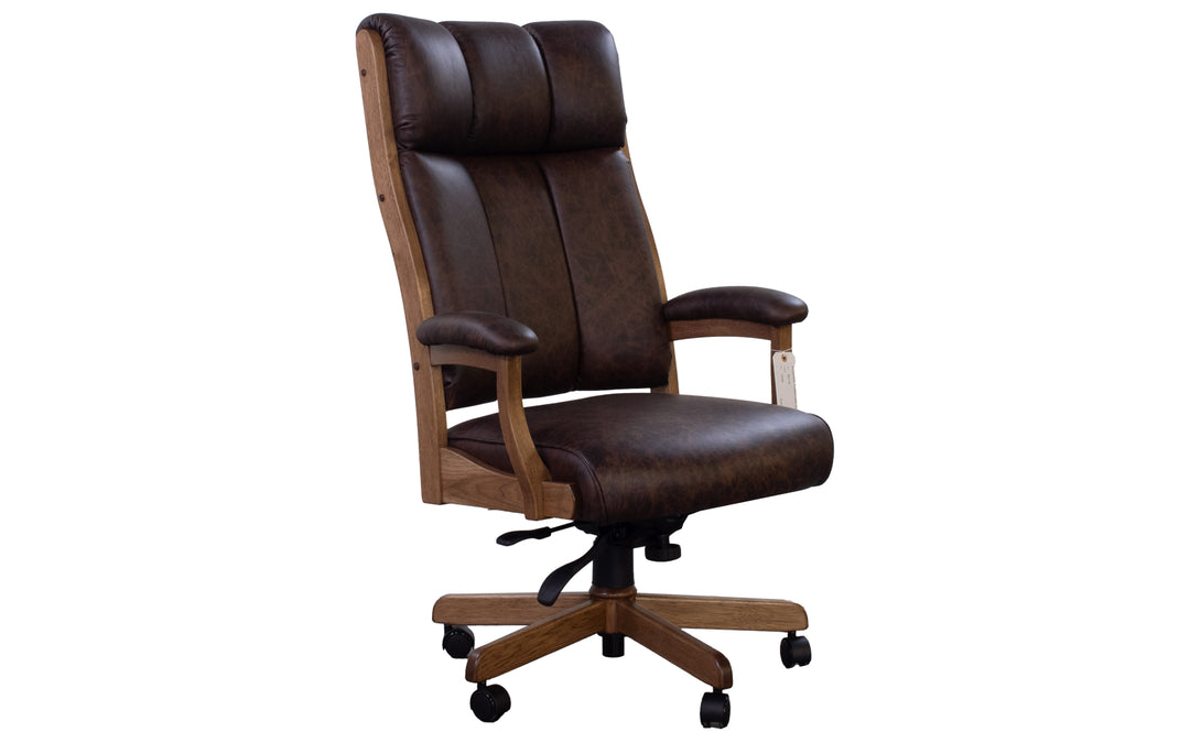 Hickory & Leather Rocker Desk Chair