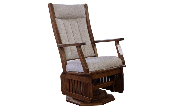 Oak & Fabric Swivel Glider
