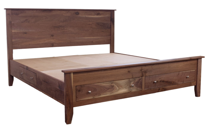 Rustic Walnut King Storage Bed