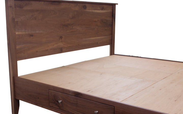 Rustic Walnut King Storage Bed