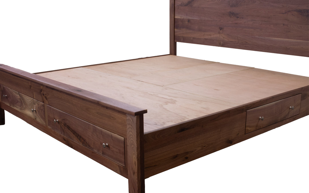 Rustic Walnut King Storage Bed