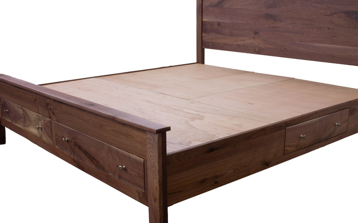 Rustic Walnut King Storage Bed