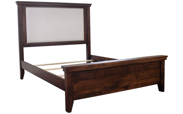 Brown Maple Upholstered Queen Bed