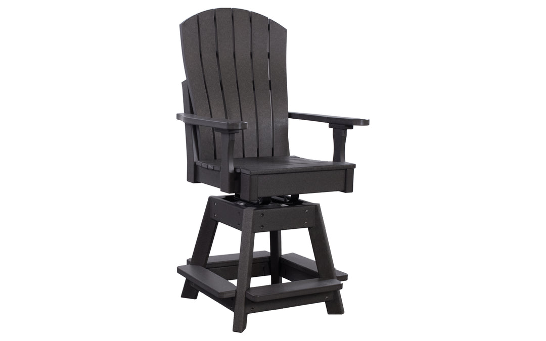 Outdoor Swivel Rocker Counter Chair with Lumbar - Coffee