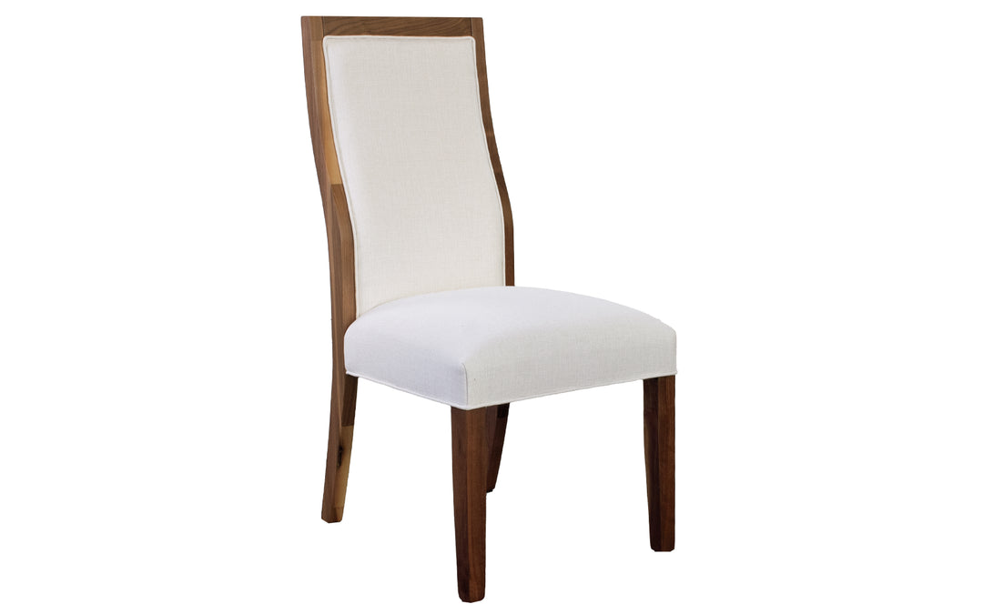 Rustic Walnut & Upholstered Dining Chair