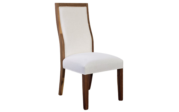 Rustic Walnut & Upholstered Dining Chair