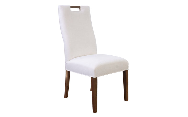 Rustic Walnut and Upholstered Dining Chair