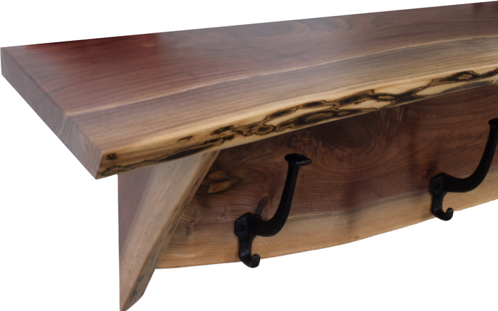 Live Edge Walnut Wall Mounted Coat Rack