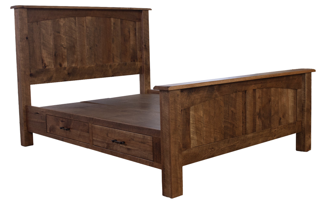 Rustic Hickory Reclaimed Queen Storage Bed