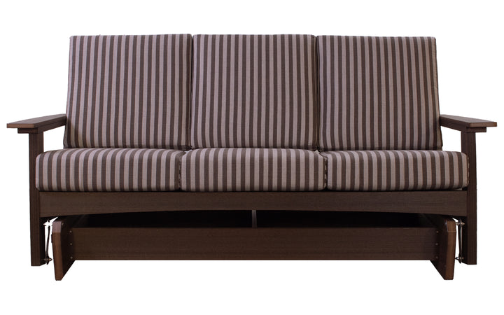 Outdoor Cushioned Gliding Sofa - Brazil Walnut & Sail Away Java