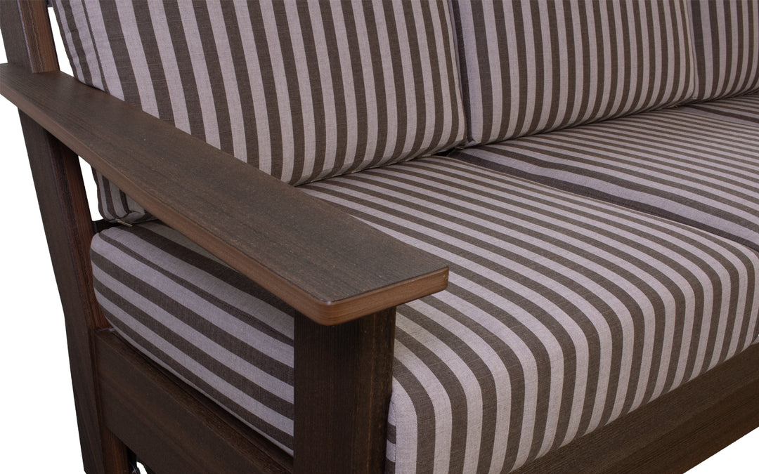 Outdoor Cushioned Gliding Sofa - Brazil Walnut & Sail Away Java