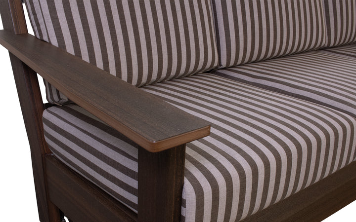 Outdoor Cushioned Gliding Sofa - Brazil Walnut & Sail Away Java