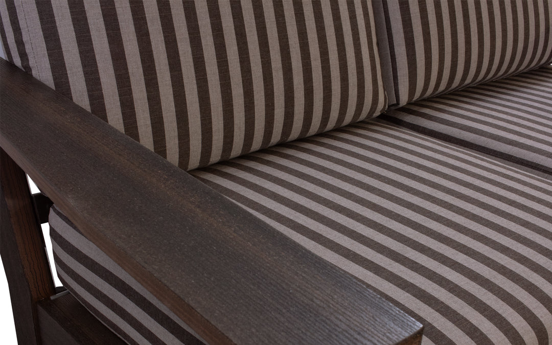 Outdoor Cushioned Gliding Loveseat- Brazil Walnut & Sail Away Java