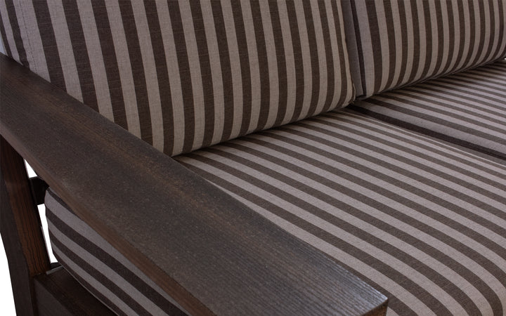 Outdoor Cushioned Gliding Loveseat- Brazil Walnut & Sail Away Java