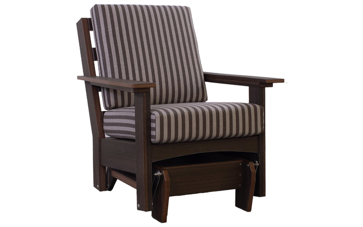 Outdoor Cushioned Gliding Swivel Glider- Brazil Walnut & Sail Away Java