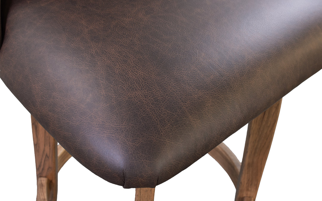 Hickory & Leather Swivel Counter Stool