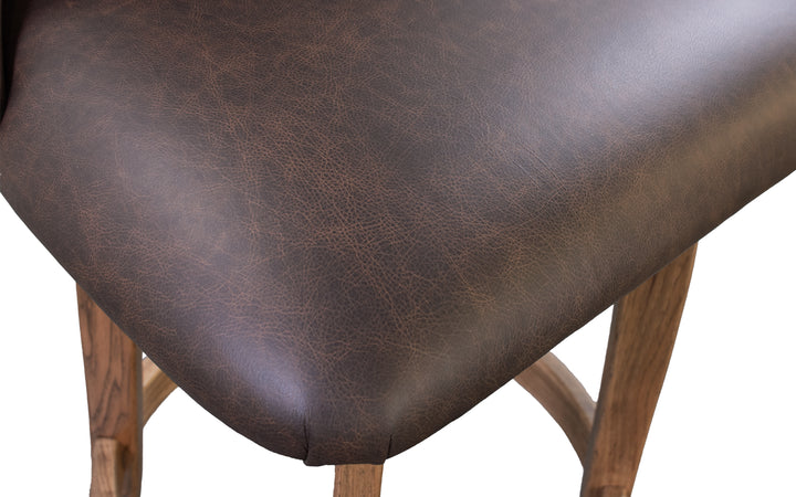 Hickory & Leather Swivel Counter Stool