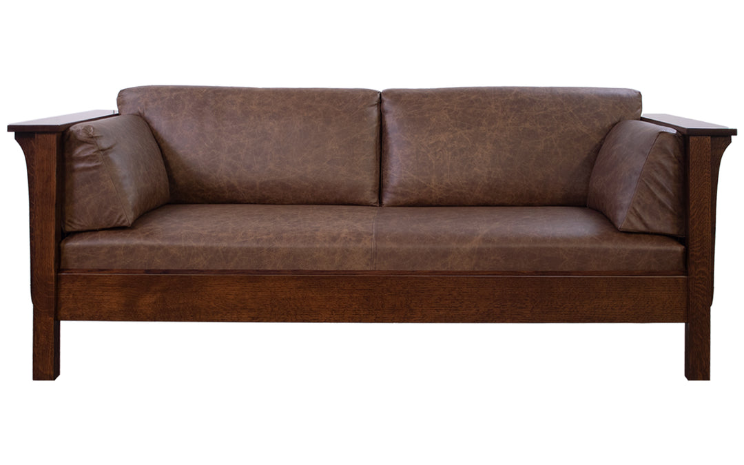 Quartersawn White Oak & Leather Sofa