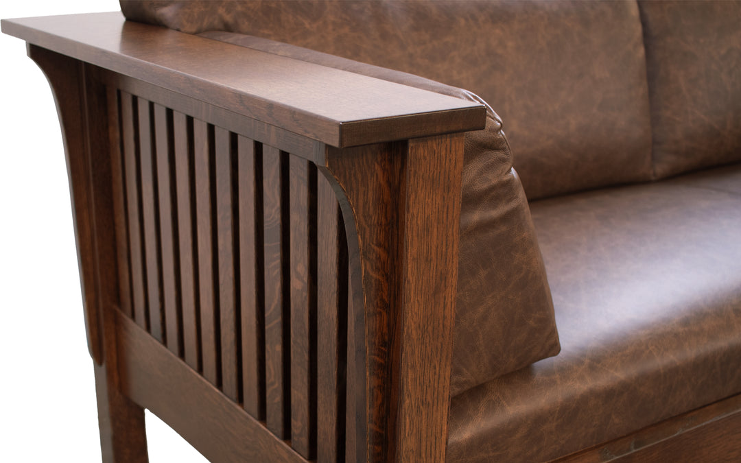 Quartersawn White Oak & Leather Sofa