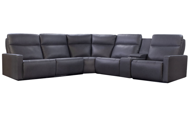 Elran Leather Power Reclining Sectional