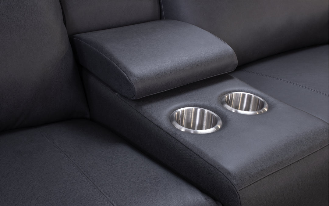 Elran Leather Power Reclining Sectional