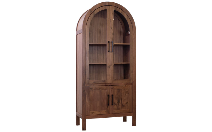 Rustic Walnut Arched Bookcase