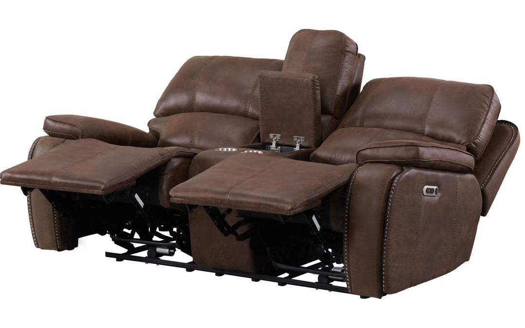 Atlantis Upholstered Power Reclining Loveseat Console