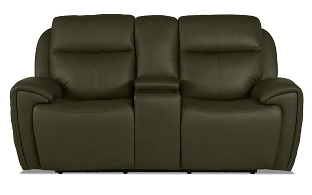 InMotion Florence Leather Power Reclining Loveseat Console